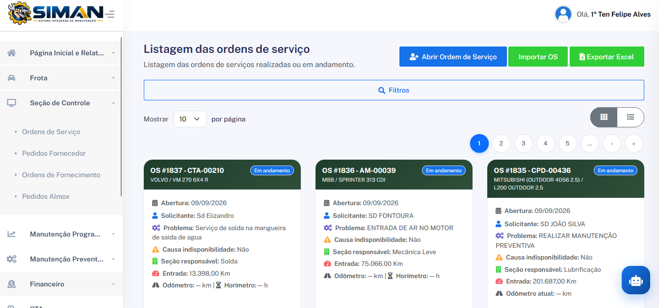 Tela 3 – Ordens de Serviço